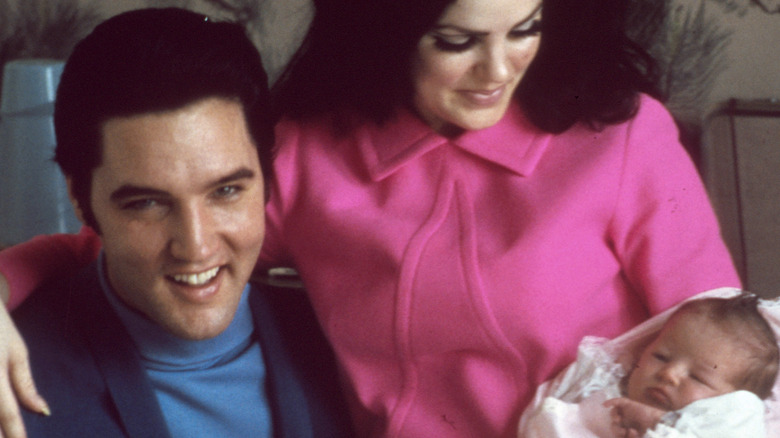 Elvis, Priscilla and baby Lisa Marie Presley