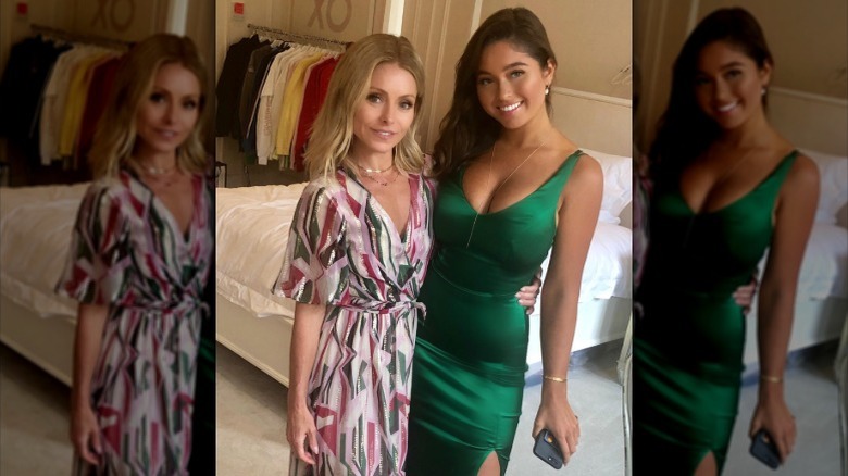 Kelly Ripa posing with Lola Consuelos before prom in 2019