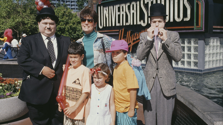 Lucie Arnaz at Universal Studios with her children, Simon, Joseph, and Katharine