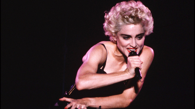Madonna performing on stage