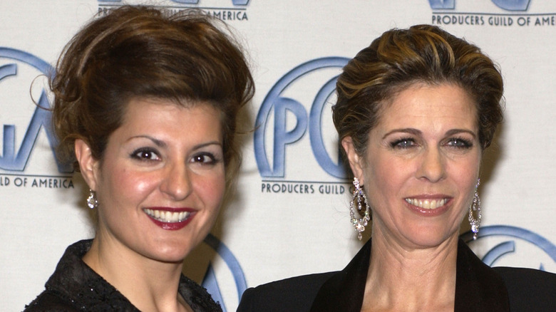 Close up of Nia Vardalos and Rita Wilson
