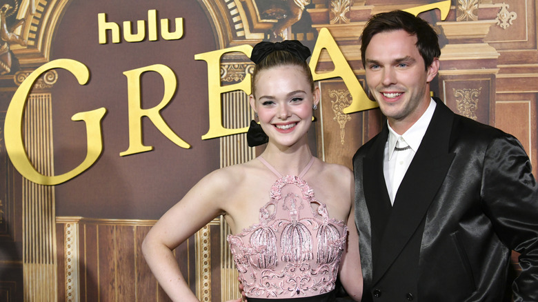 Elle Fanning and Nicholas Hoult at the premiere of The Great