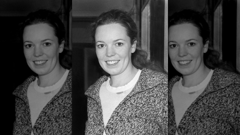 Olivia Colman smiling in 2000