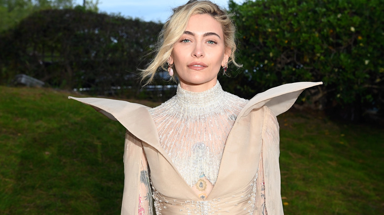 Paris Jackson posing in a garden in France in 2025