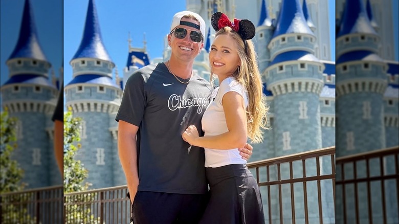 Jackson Olson and Maggie Sajak smiling at Disneyland