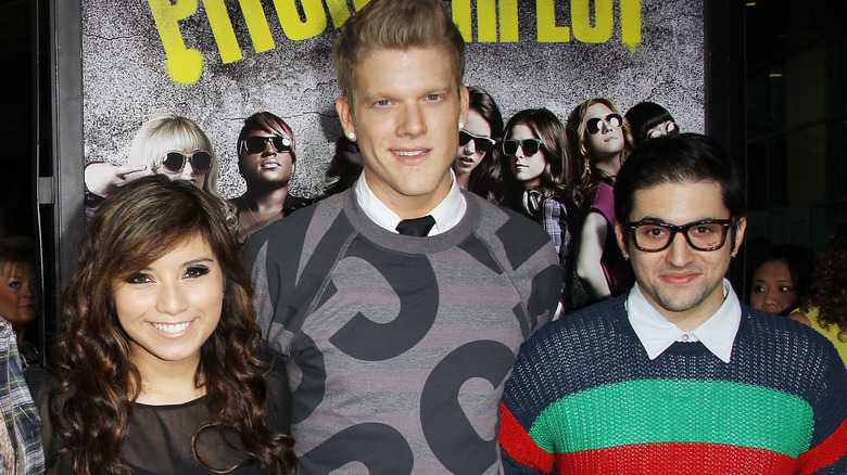 Kirstin Maldonado, Scott Hoying, and Mitch Grassi smiling at event