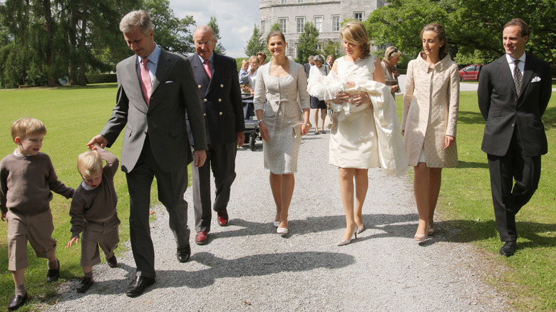 The Belgian and Swedish royal families at Princess Eléanore's christening