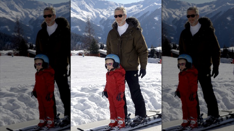 Princess Eléonore of Belgium skiing with King Philippe in Verbier