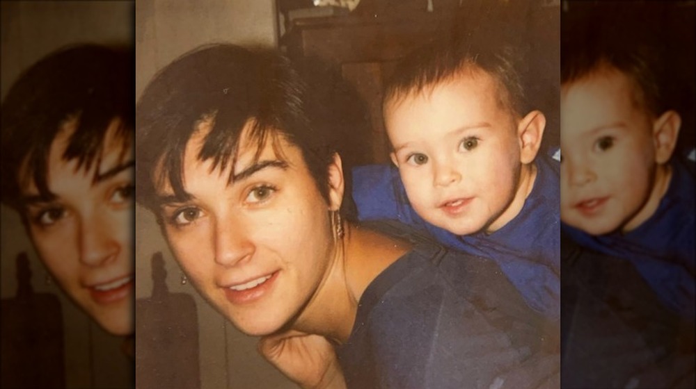 Rumer Willis as a baby with her mother