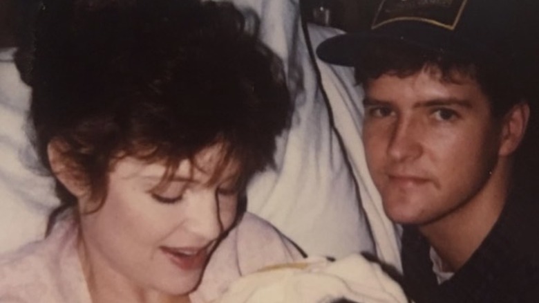 Sarah Palin with Todd and her new baby