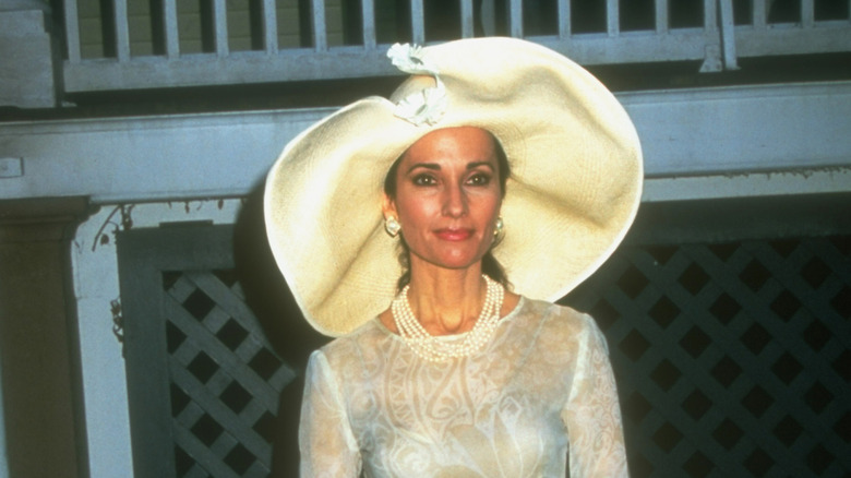 Susan Lucci wearing a large white hat