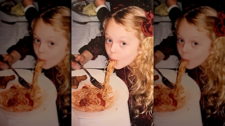 young Tiffany Trump at dinner
