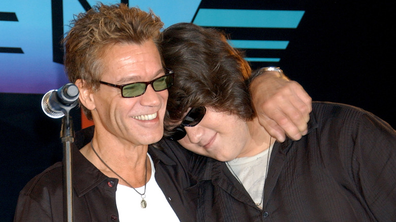 Wolfgang and Eddie Van Halen posing together in 2007