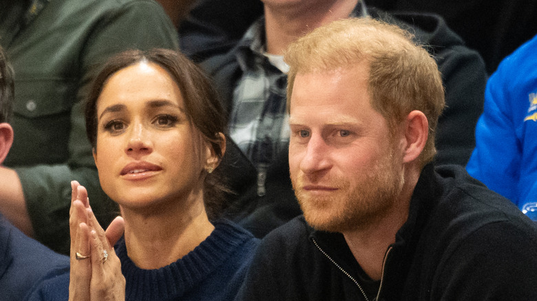 Prince Harry, Duke of Sussex and Meghan, Duchess of Sussex attend the Wheelchair Basketball final between USA and Israel during day one of the 2025 Invictus Games at on February 09, 2025 in Vancouver, British Columbia.