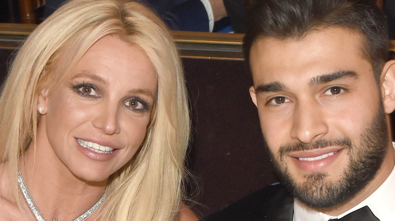 Britney Spears and Sam Asghari posing