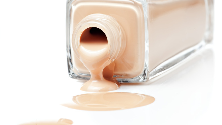 Spilled bottle of foundation