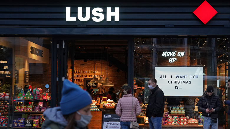 Lush Cosmetics store during christmas