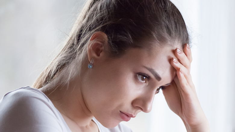 Woman looking upset