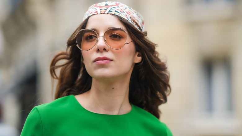 Woman wearing scarf in her hair