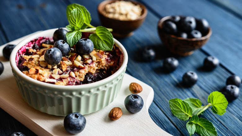 Blueberry crumble with extra blueberries