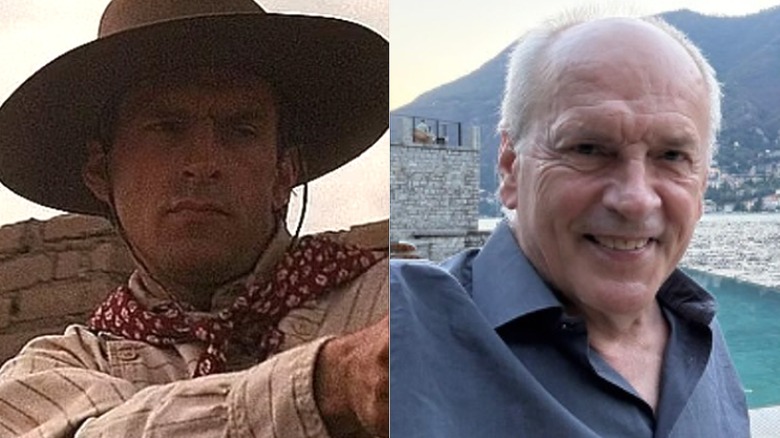 Split image of Tomas Arana in "Tombstone" (left) and Tomas Arana smiling in Lake Como in 2026 (right).