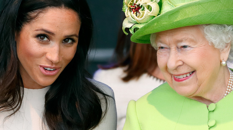 Meghan Markle and Queen Elizabeth bright green hat