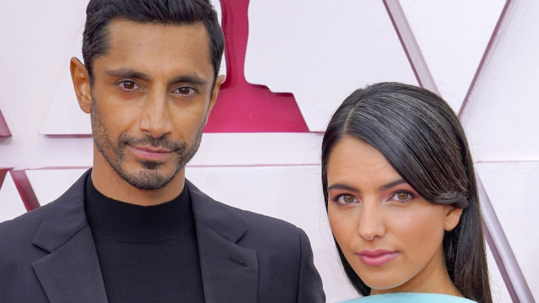 Riz Ahmed and wife Oscars red carpet.
