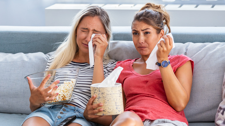 Two girls crying 