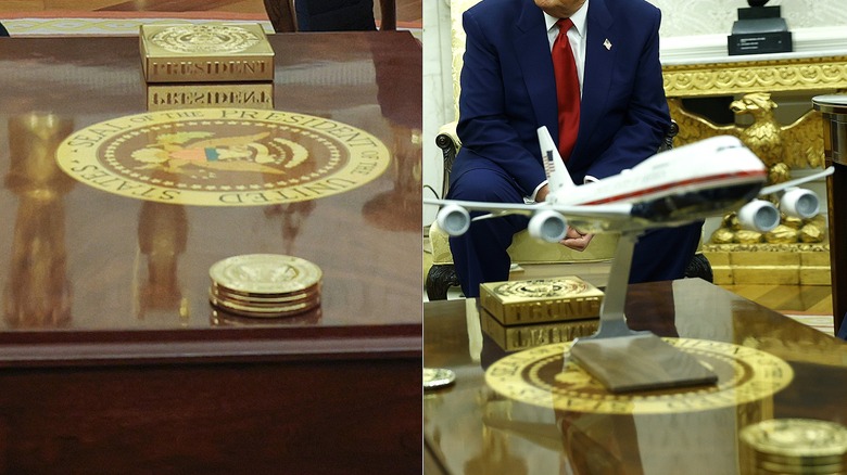 Detail of table in Oval Office/Air Force One replica on table