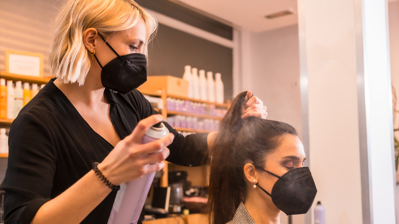 Hairdresser at work