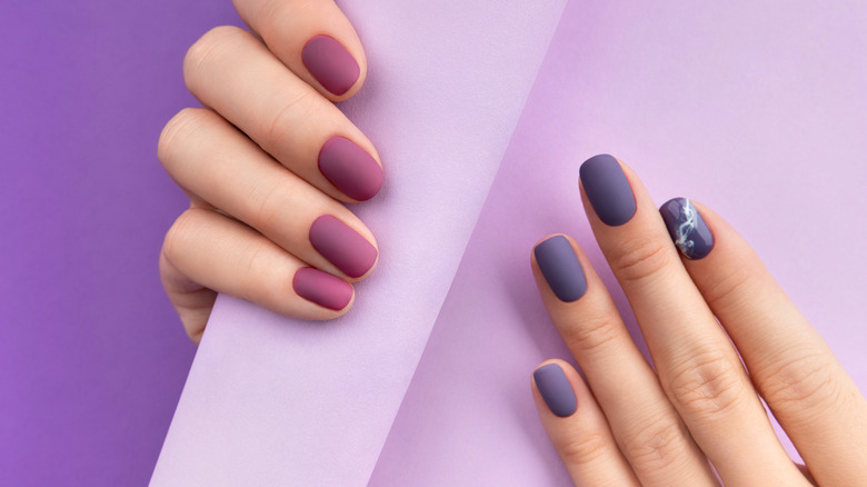 Purple and fuchsia Matte nails