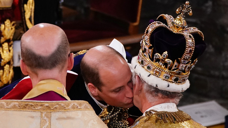 Prince WIlliam kisses King Charles' cheek