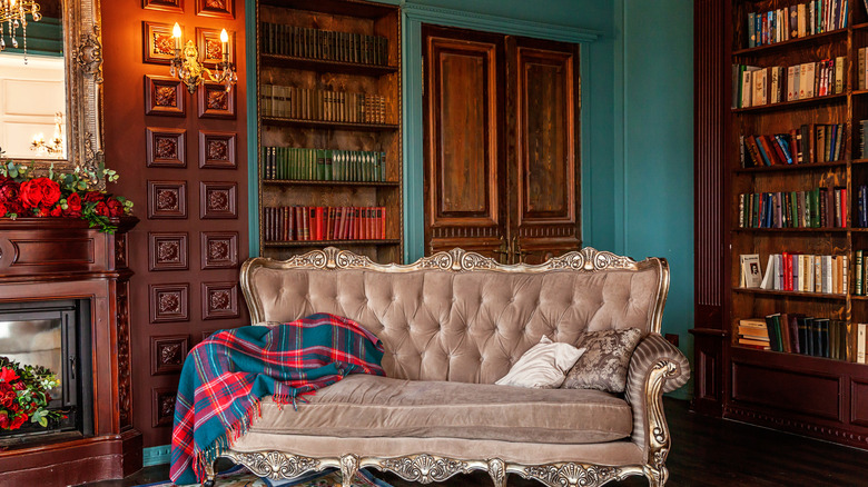 Old world decor in a library 