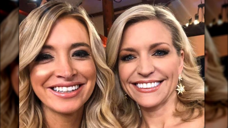 Kayleigh McEnany and Ainsley Earhardt both wear dark eyeliner while sitting down during an on air segment