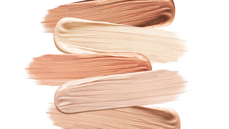 Five shades of liquid foundation 