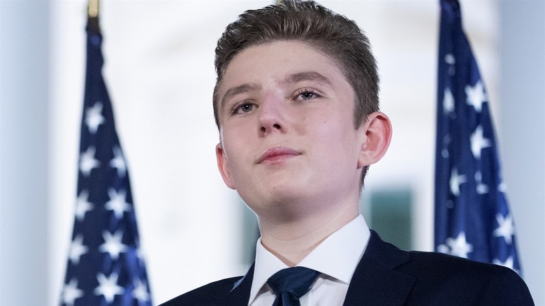 Barron Trump looking up