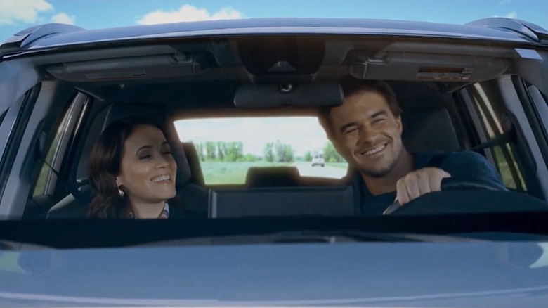 Marla Sokoloff (left) and Rob Mayes (right) in "The Road Home for Christmas."
