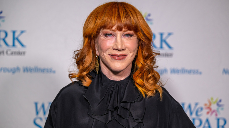 Kathy Griffin smiles at a comedy event