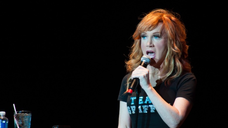 Kathy Griffin performing stand-up on stage