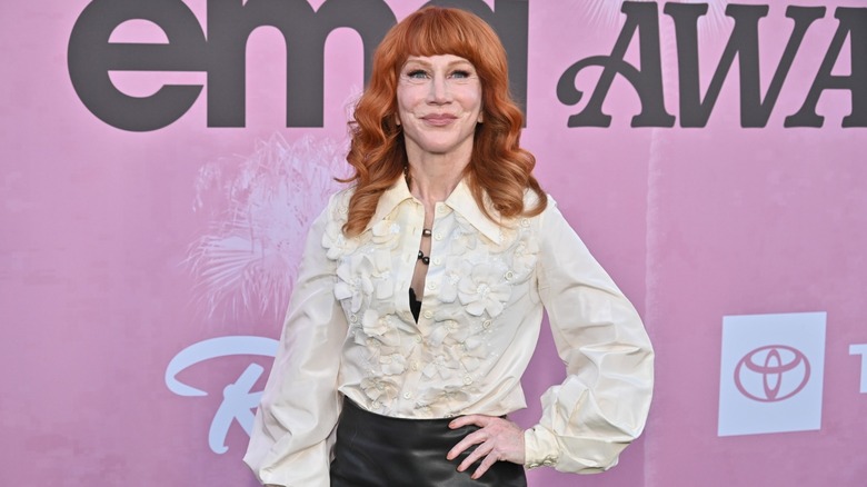 Kathy Griffin strikes a pose on the red carpet at an awards show
