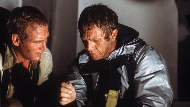 Paul Newman & Steve McQueen in a scene from "The Towering Inferno"