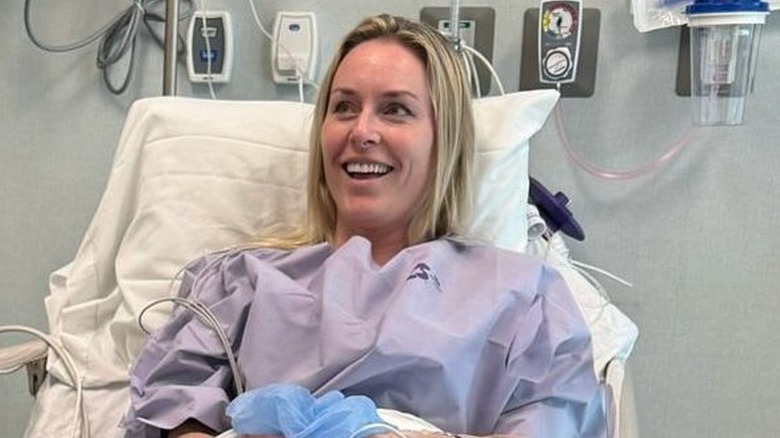 Lindsey Vonn in a hospital bed via her Instagram