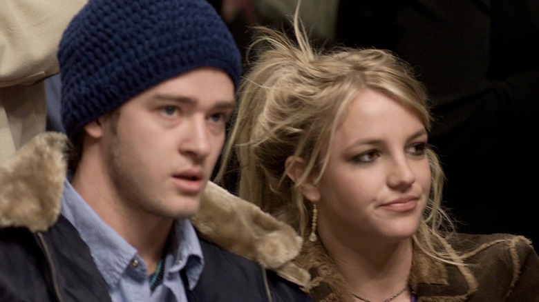 Justin Timberlake and Britney Spears looking frustrated