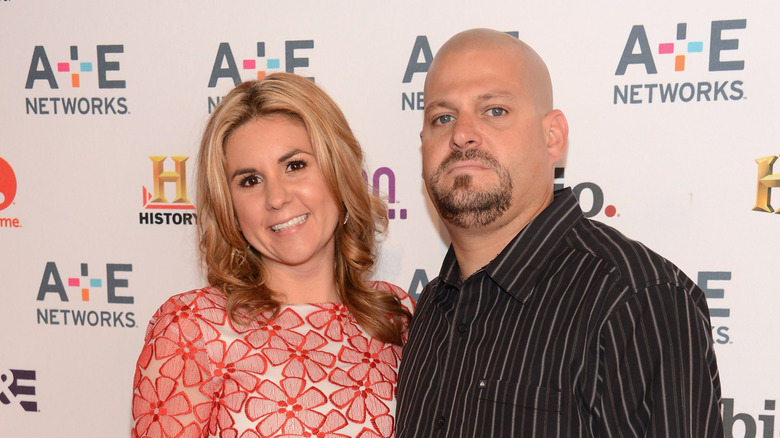 Jarrod Schulz and Brandi Passante smiling at A&E Upfronts at Lincoln Center in 2012