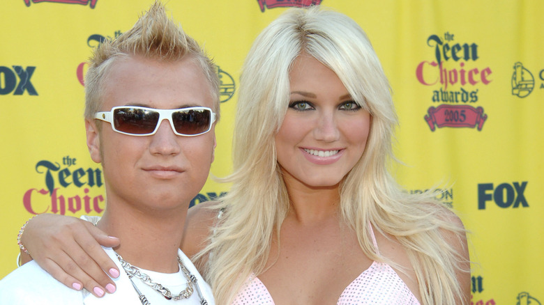Brooke Hogan and Nick Hogan posing on step-and-repeat at Teen Choice Awards 2005