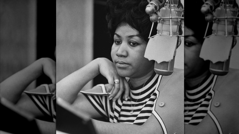 Aretha Franklin at work in the studio