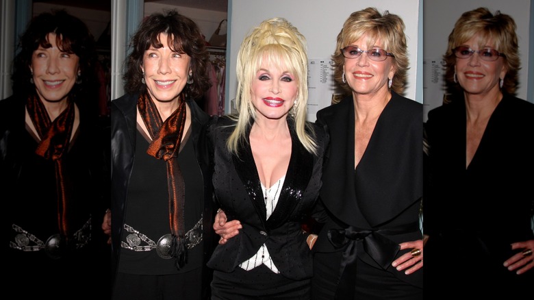 Dolly Parton, Lily Tomlin, and Jane Fonda smiling in Los Angeles, 2008