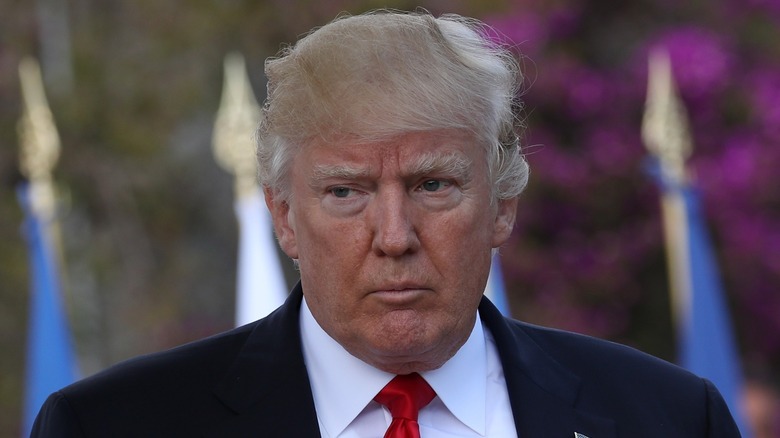 Closeup of Donald Trump at G7 in 2017