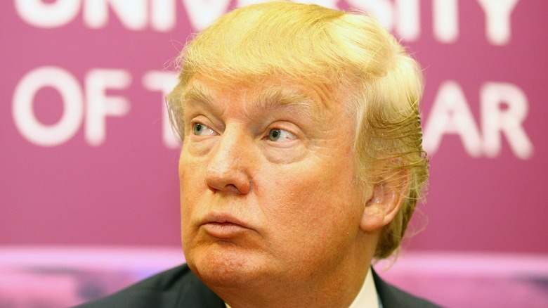 Donald Trump in October 2010, after receiving his honorary degree from Aberdeen's Robert Gordon University