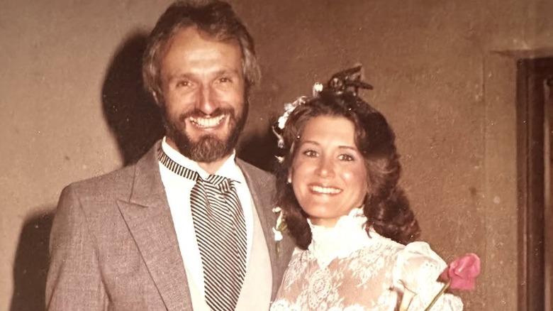 Actor Michael Gross smiles next to his wife Elza Gross on their wedding day